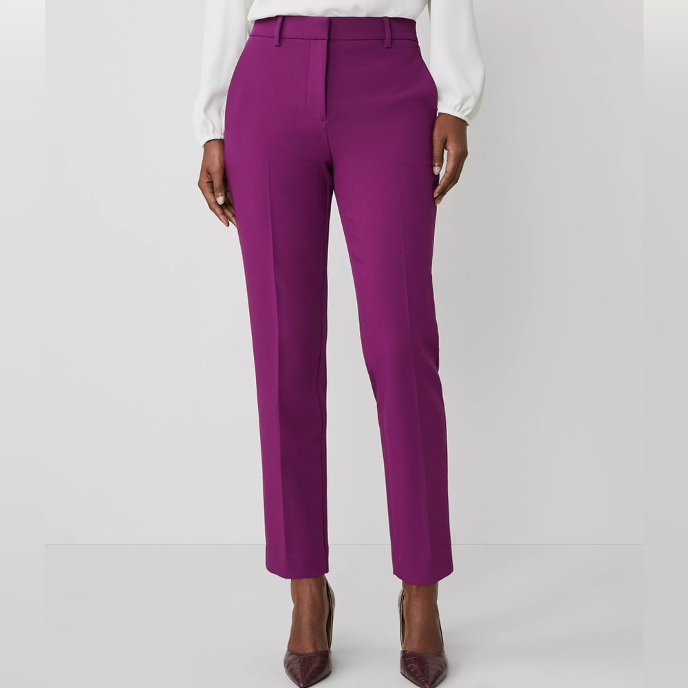 LOFT Skinny Ankle Curvy Mid Rise Plum Pants